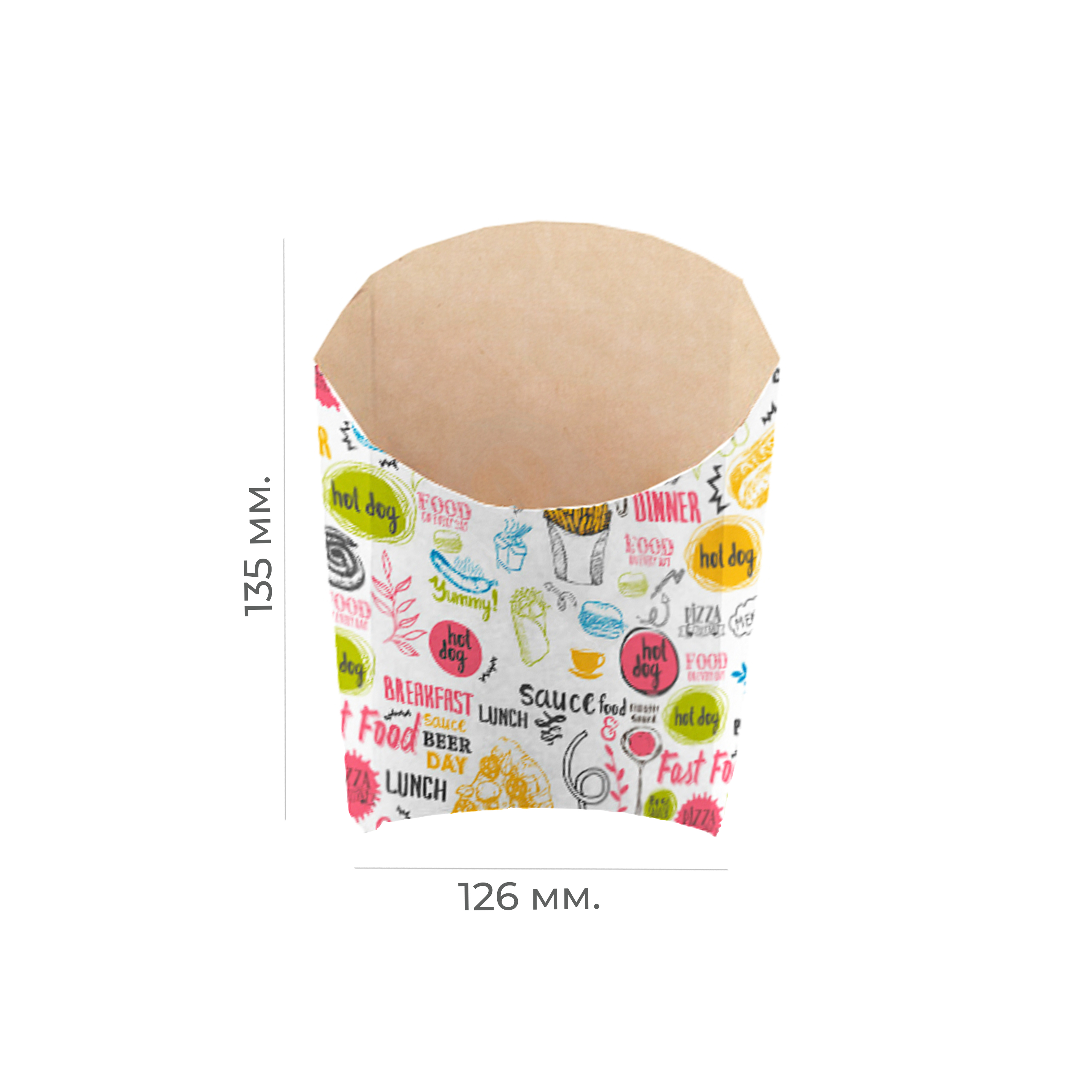 Коробочка картонная "Eco Fry L" для картофеля фри "Enjoy" 126*135*50мм (50/1000)
