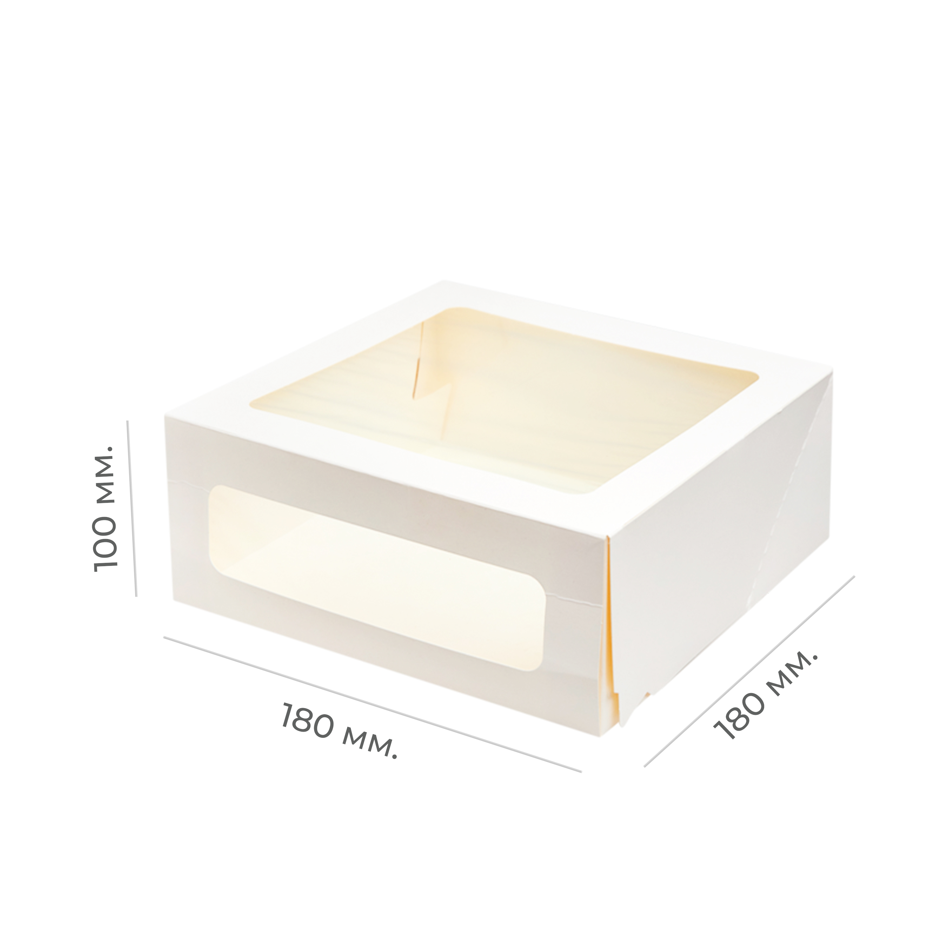 Коробка картонная для торта с окном ForGenika CAKE II WW белая 180*180*100 (15/135)