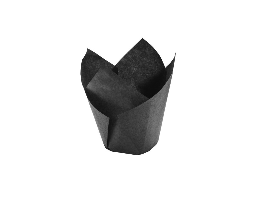 Форма бумажная для маффина "Тюльпан" d50 h88, черная (200/2400)