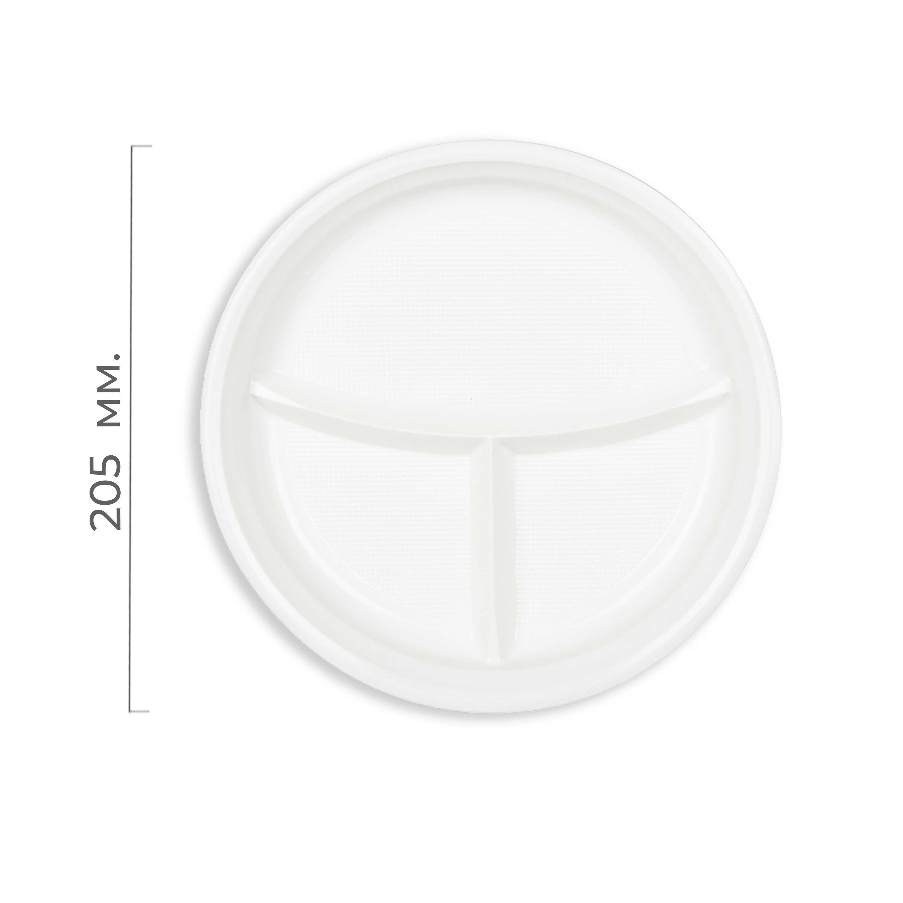 Тарелка пластиковая 205мм 3-секц. ПС СТ (100/1800)