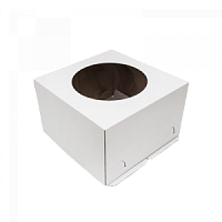 Коробка картонная для торта с окном ForGenika STANDART I белая 300*300*190 (50)