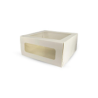 Коробка картонная для торта c окном ForGenika CAKE II WW белая 220*220*100 (15/90)