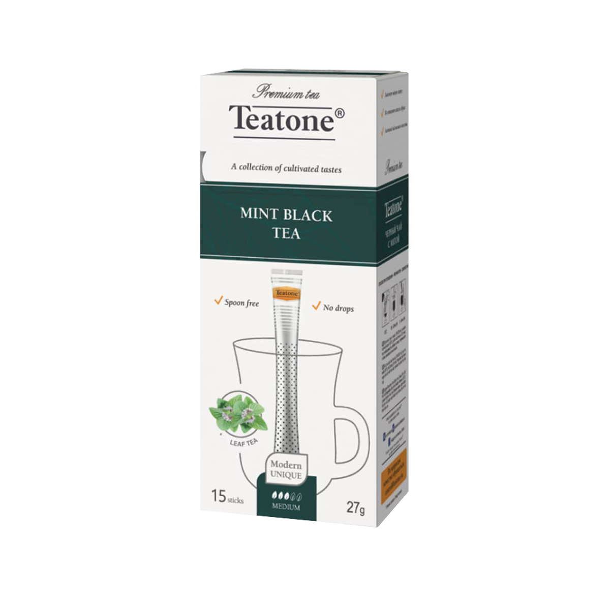 Чай teatone в стиках 15ст*1,8г. черный с мятой арт.744 (12)