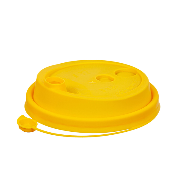 Крышка пластиковая d=80 с закрыв носиком матовая желтая PP (50/1000)
