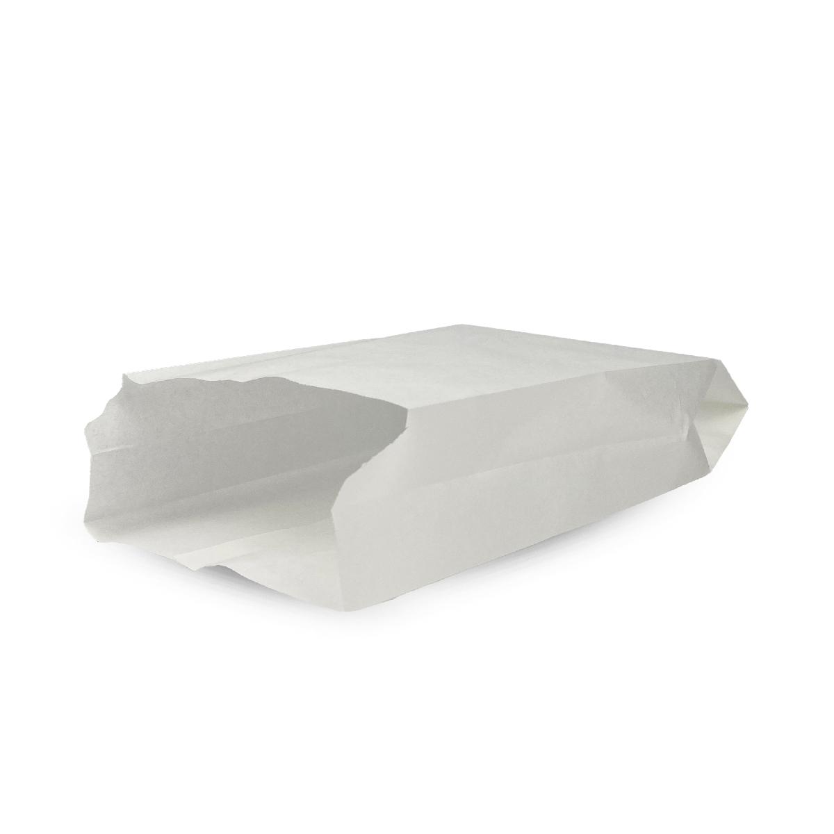 Бумажный пакет V-обр дно 140*60*250мм жиростойкий белый б/п (100/2000)