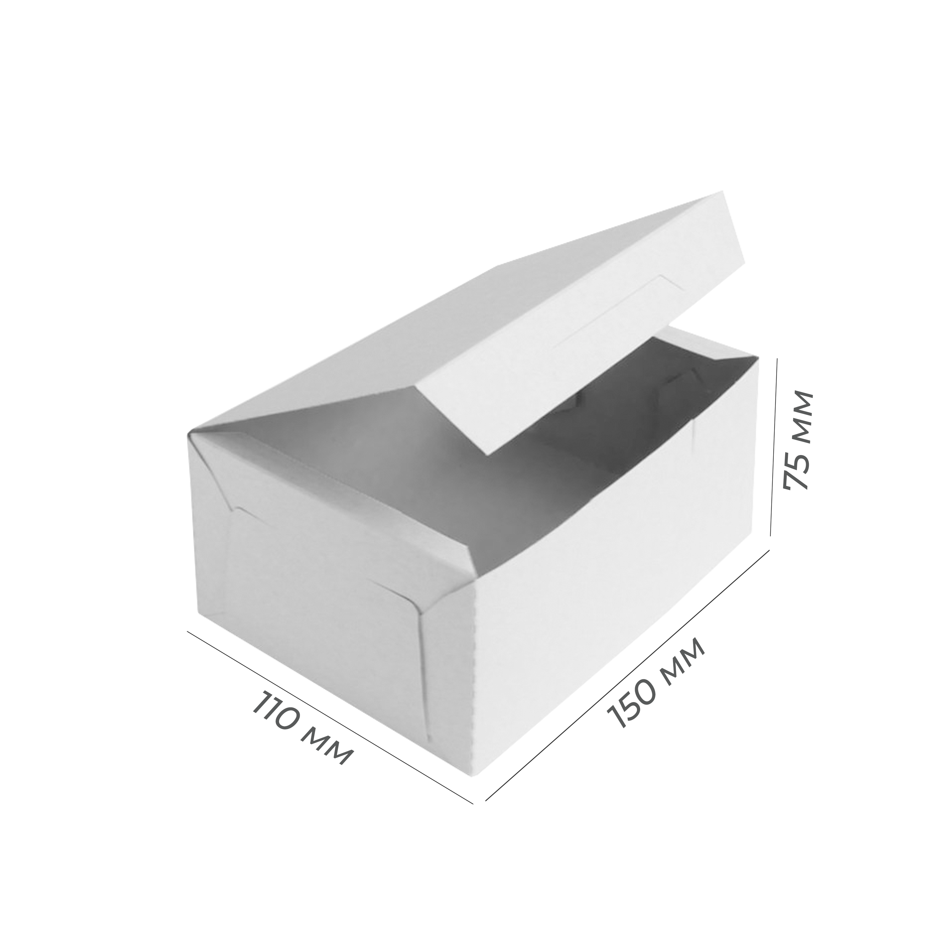 Коробка для пирожного 150*110*75 белая/белая (200)