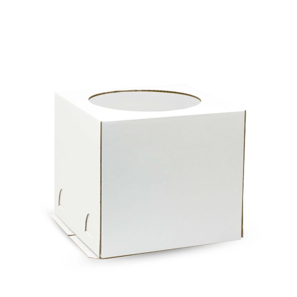 Коробка картонная для торта с окном ForGenika STANDART I белая 240*240*220 (50)