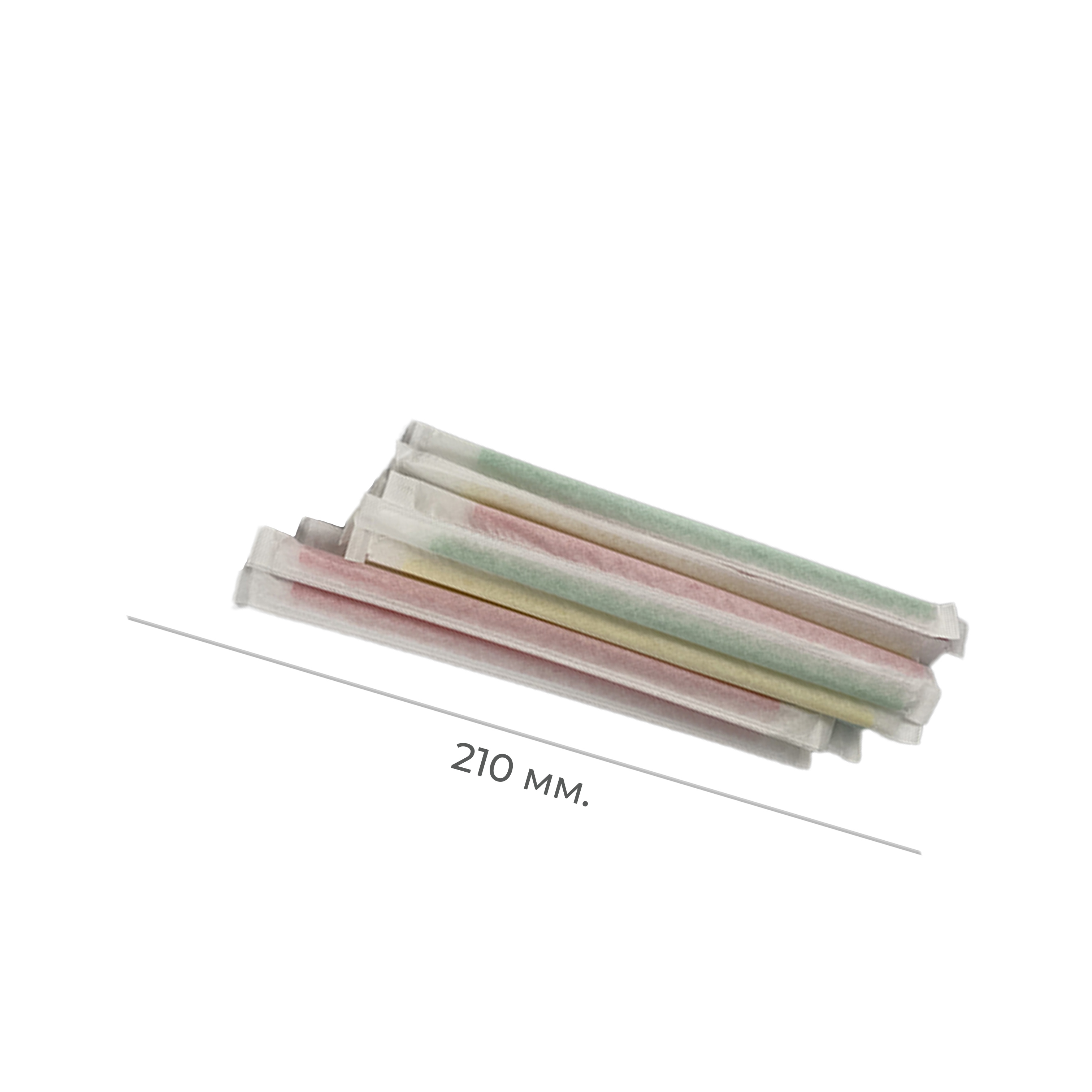 Трубочки без изгиба в индивидуальной упаковке d5мм L210мм цветные 250шт (20)
