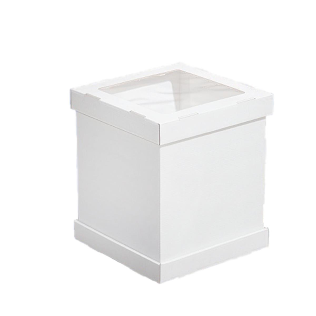 Коробка картонная для торта с окном ForGenika STRONG I S белая 240*240*300 (20)