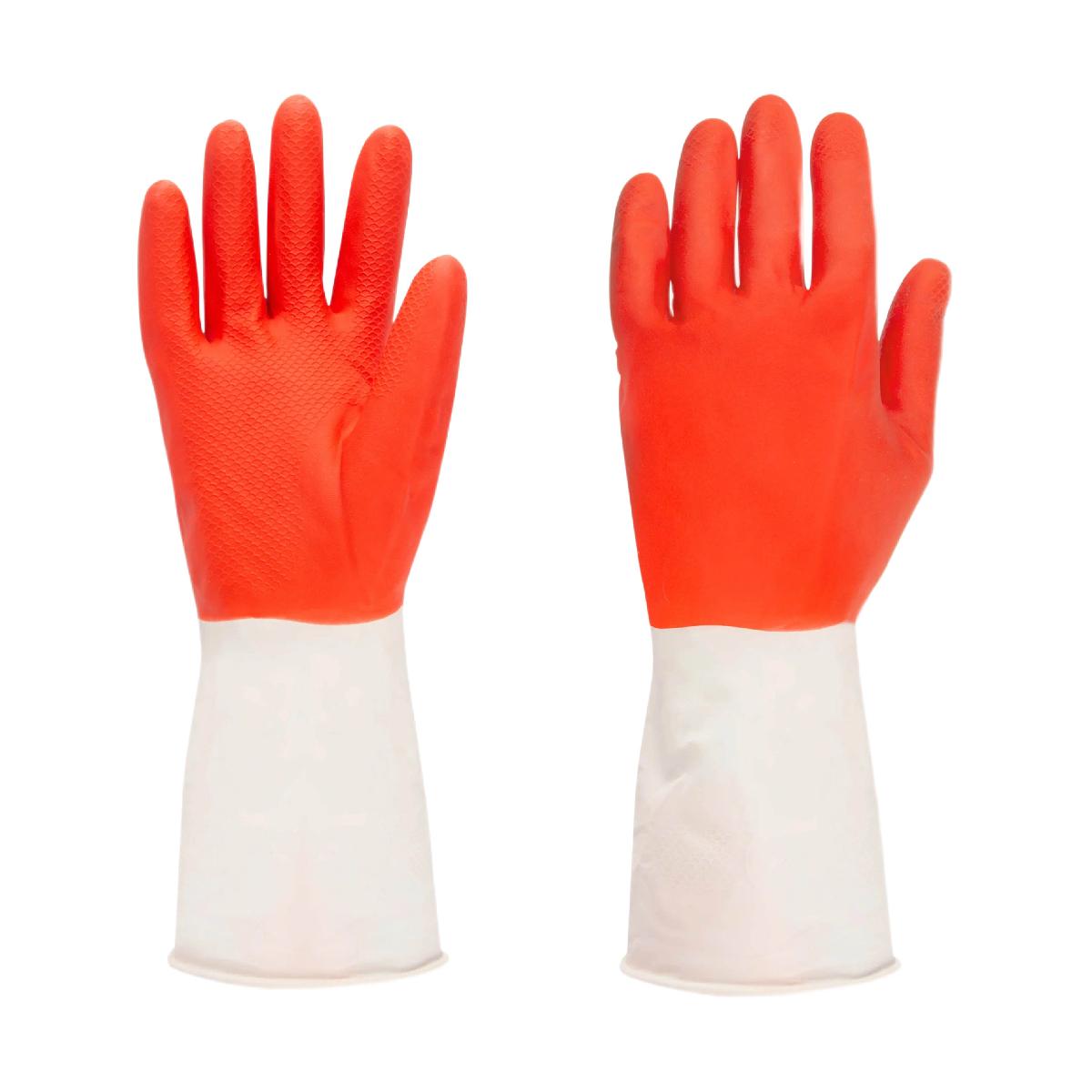 Перчатки резиновые "Bicolor" красный-белый размер S 70гр (144)