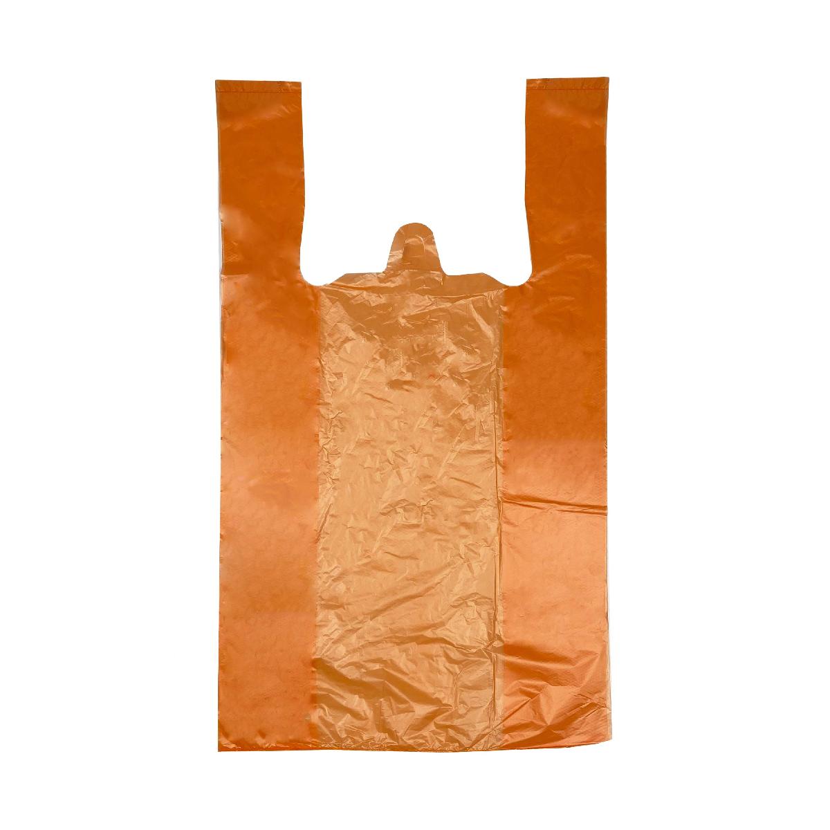 Пакет-майка без печати оранжевый 24+14*44 13мкр (100/2000)
