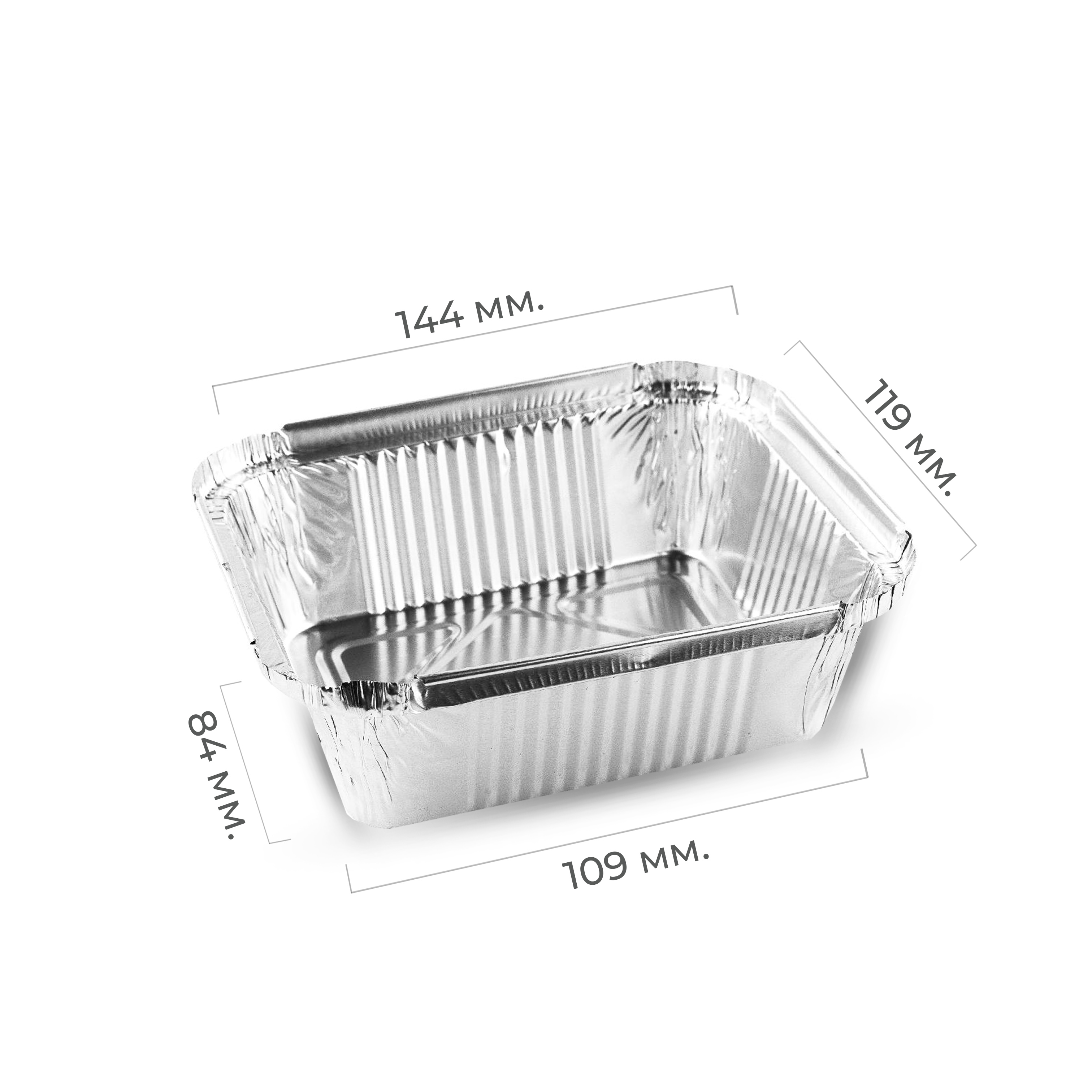 Форма алюминиевая прямоугольная "R28L" 144*119в 109*84н h40 430мл (Ф) (120/2040)
