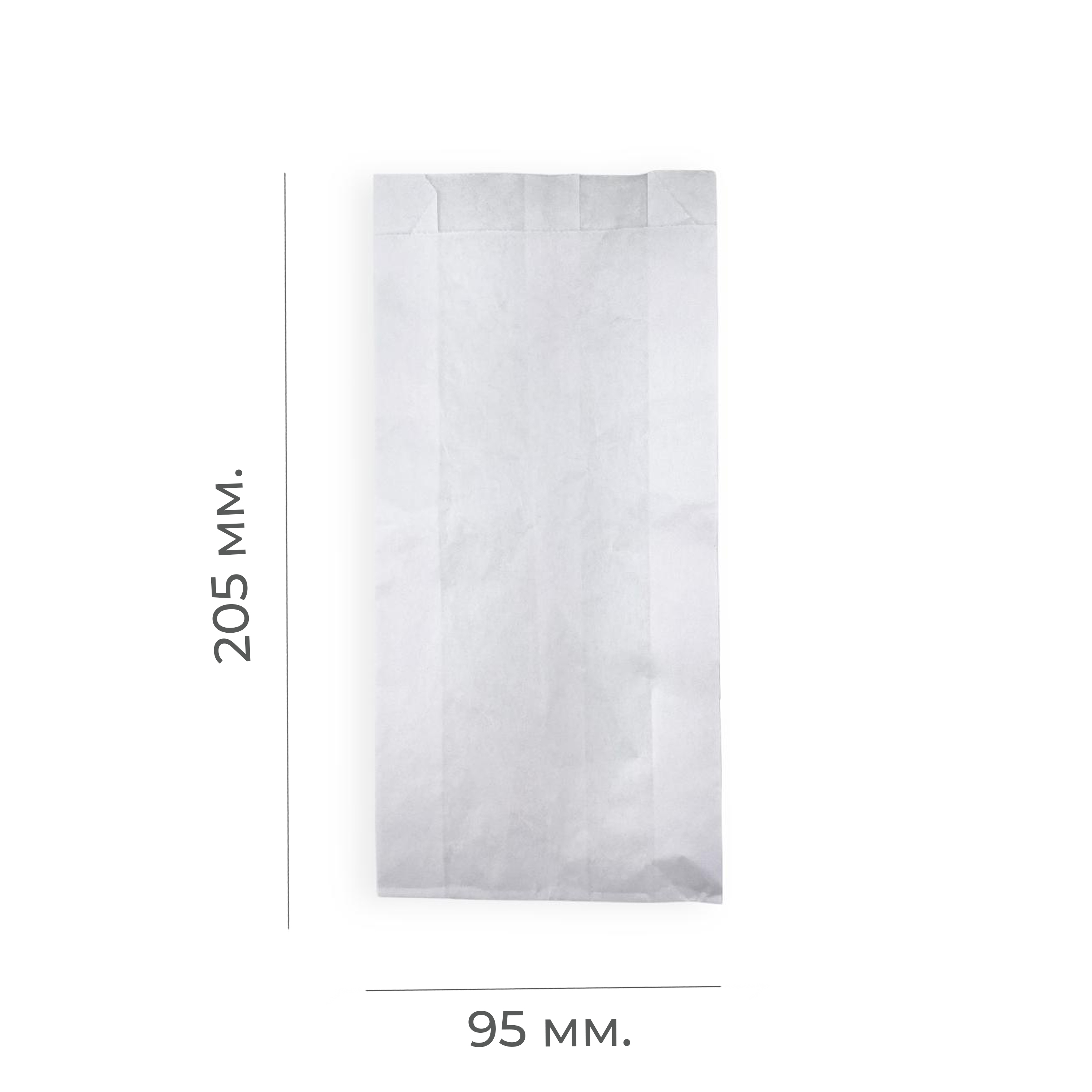 Бумажный пакет V-обр дно 95*40*205мм белый б/п (100/3000)