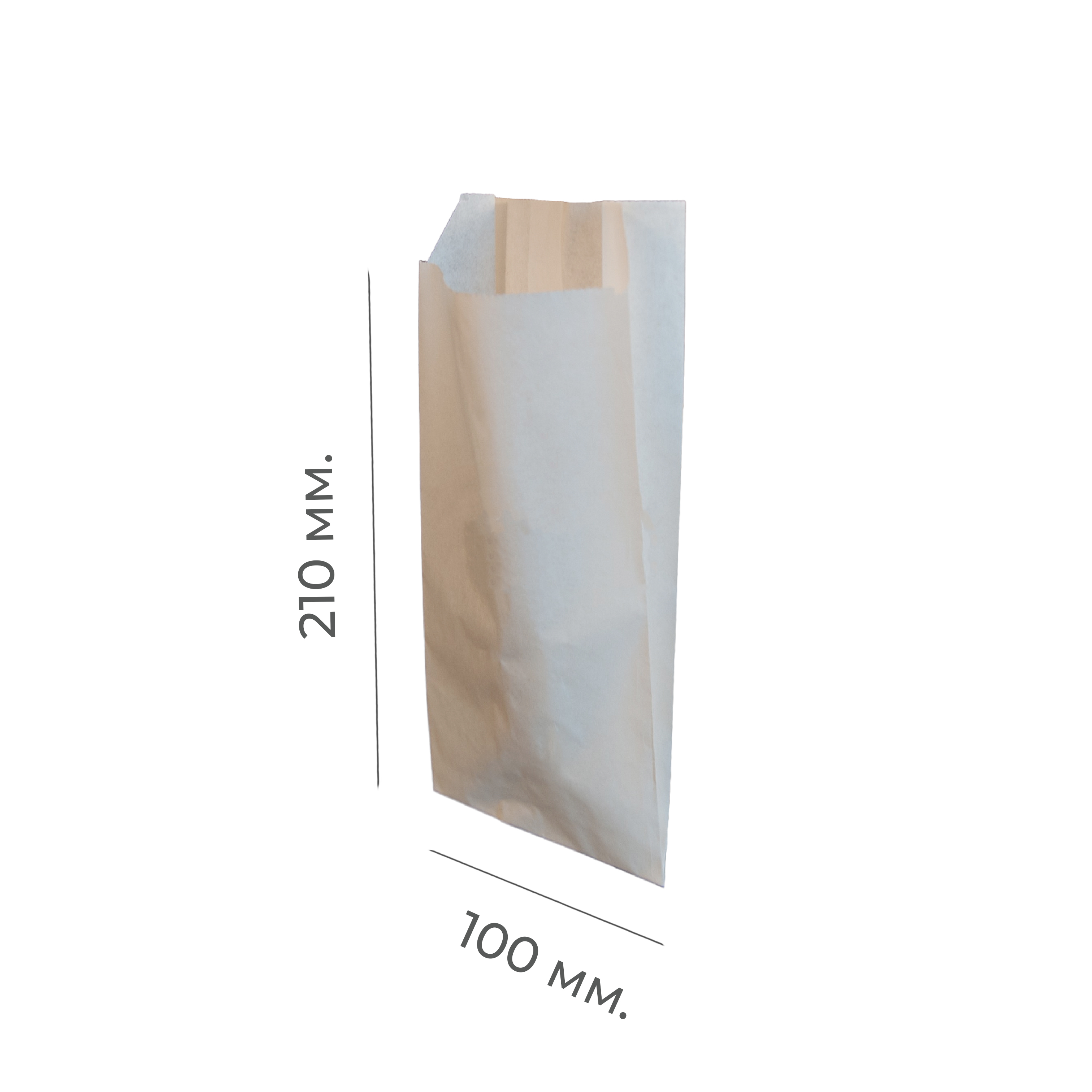Бумажный пакет V-обр дно 100*50*210мм белый б/п (100/2300)