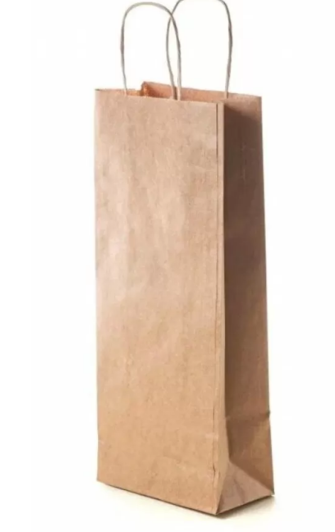 Крафт-пакет с кручеными ручками 150×80×390мм 70г/м² крафт (50/250)