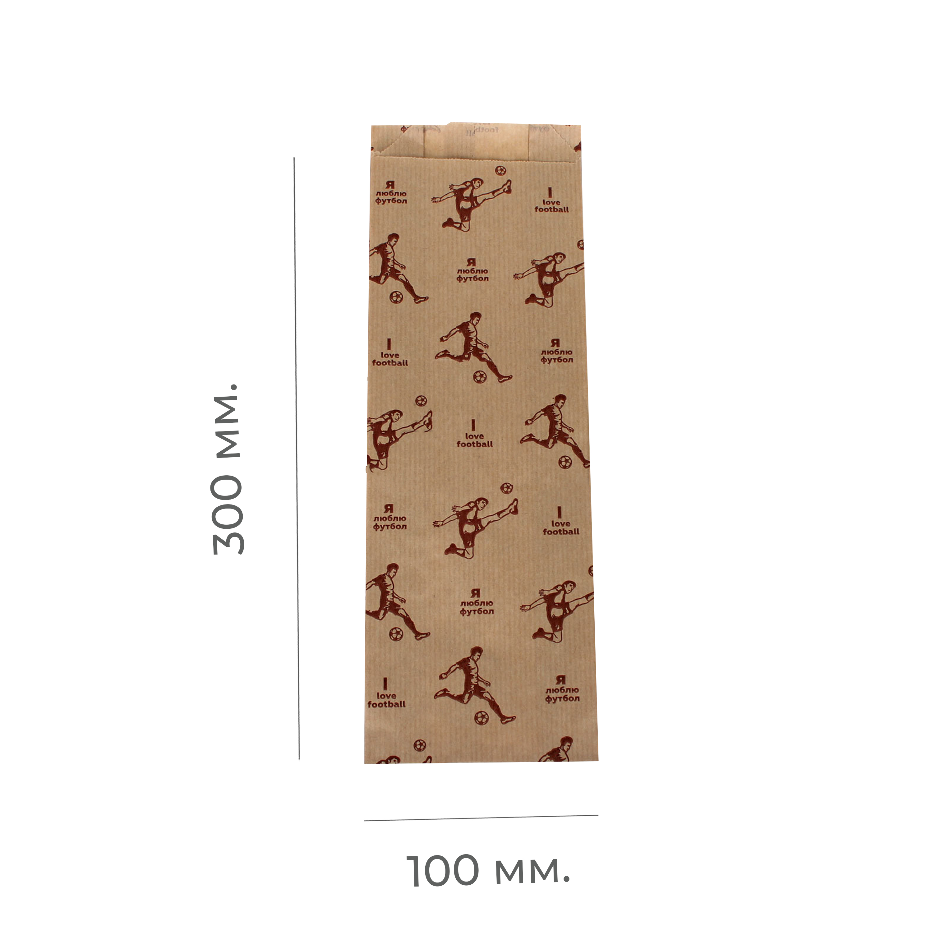 Крафт-пакет 100×50×300мм под бутылку/мини-багет 70г/м² (100/2500)