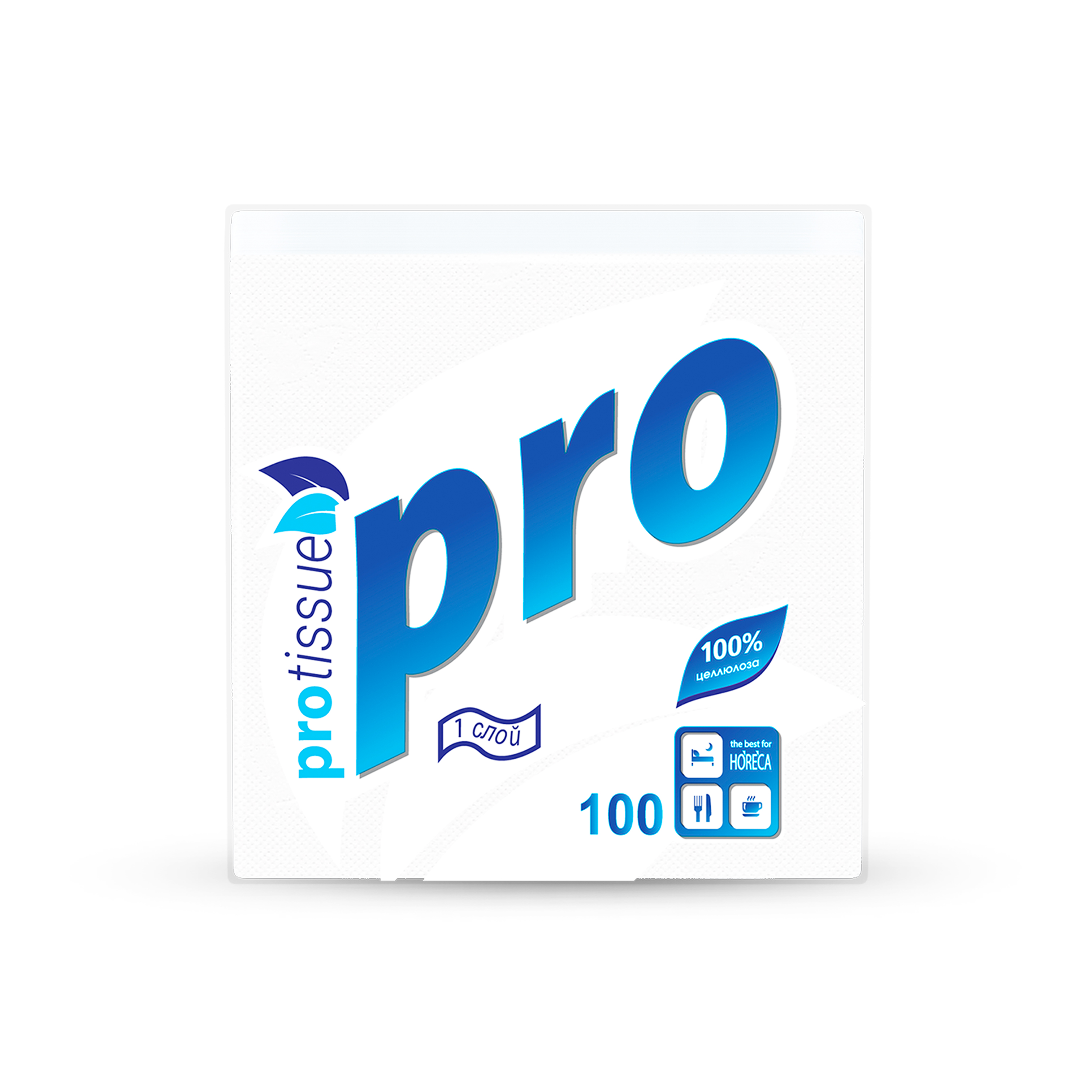 Салфетки бумажные 1-слойные 24×24см 100шт белые Protissue C184 (40)