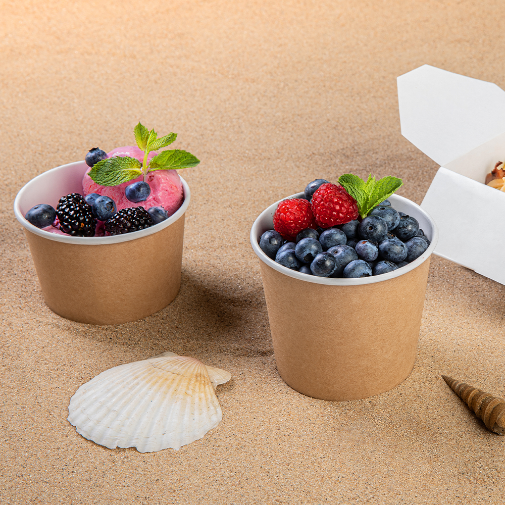 Контейнер картонный круглый Round Bowl 500мл K крафт без крышки d76/100*h95 OSQ (30/600)