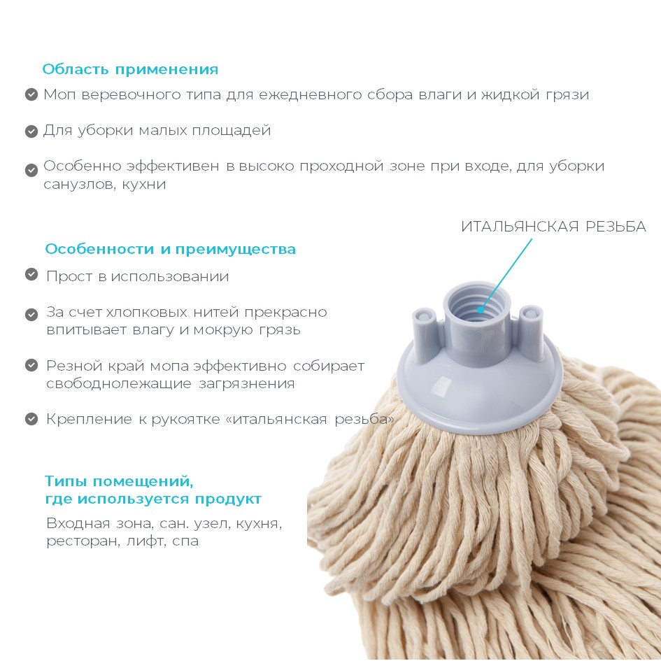 Моп хлопковый 280гр, резьбовой HQ Profiline (50) 73544
