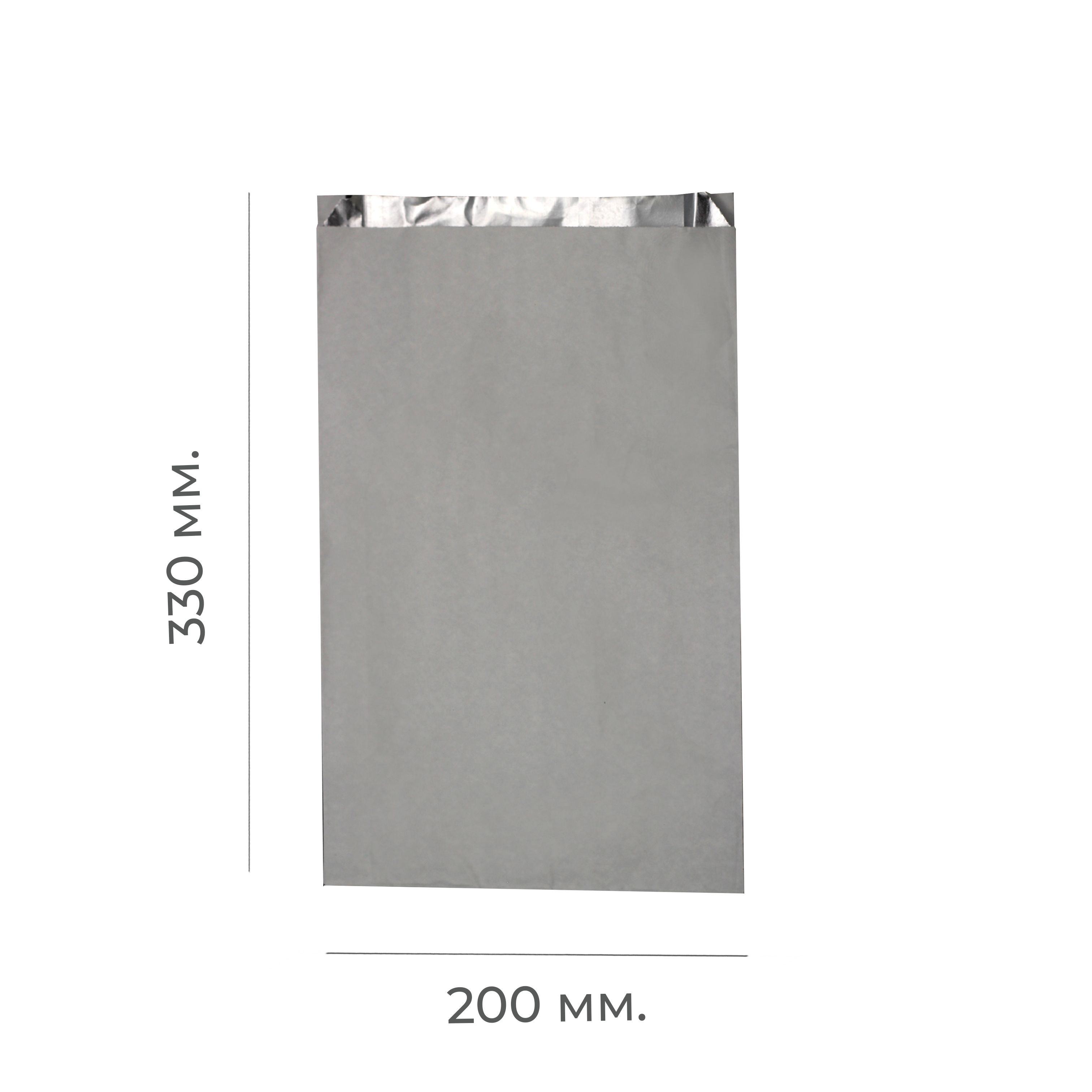 Бумажный пакет V-обр дно фольгированный 200*50*330мм 76гр/м2 (50/1000)