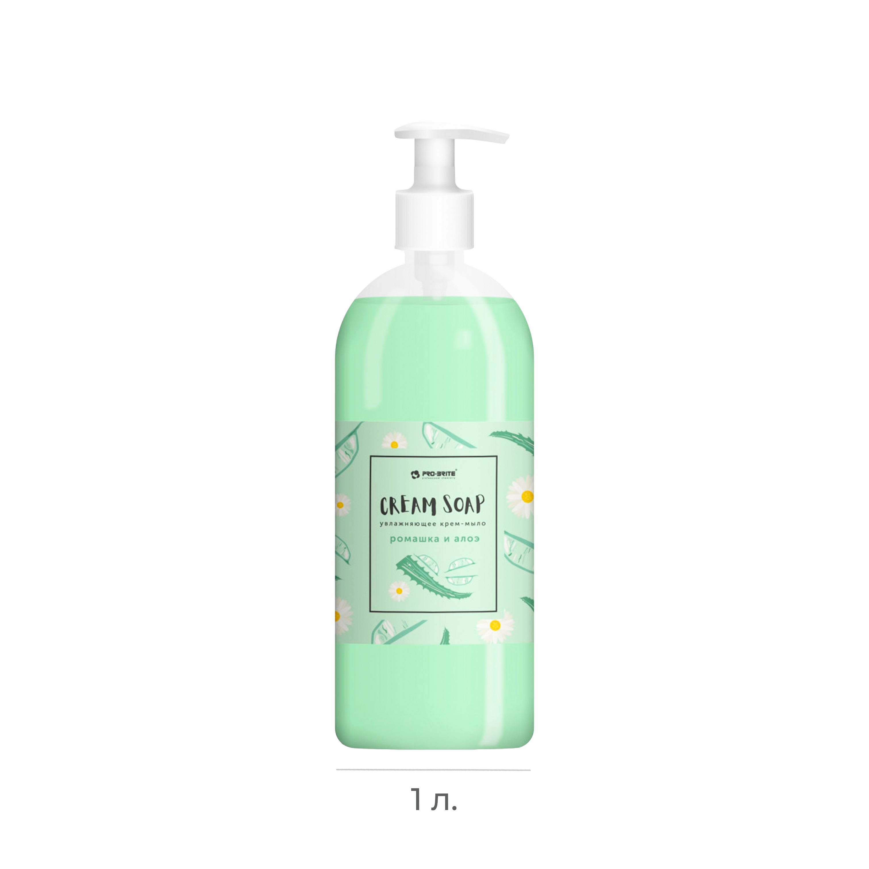 Мыло-крем увлажняющее 1л Pro-brite Cream Soap Ромашка и алоэ PET (1090-1) (12)