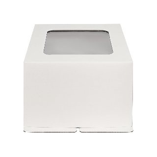Коробка картонная для торта с резным окном белая 250*250*240 (25)