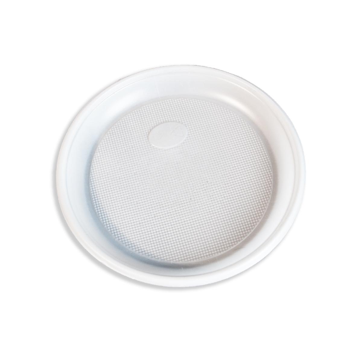 Тарелка пластиковая 165мм белая (О) (100/2400)