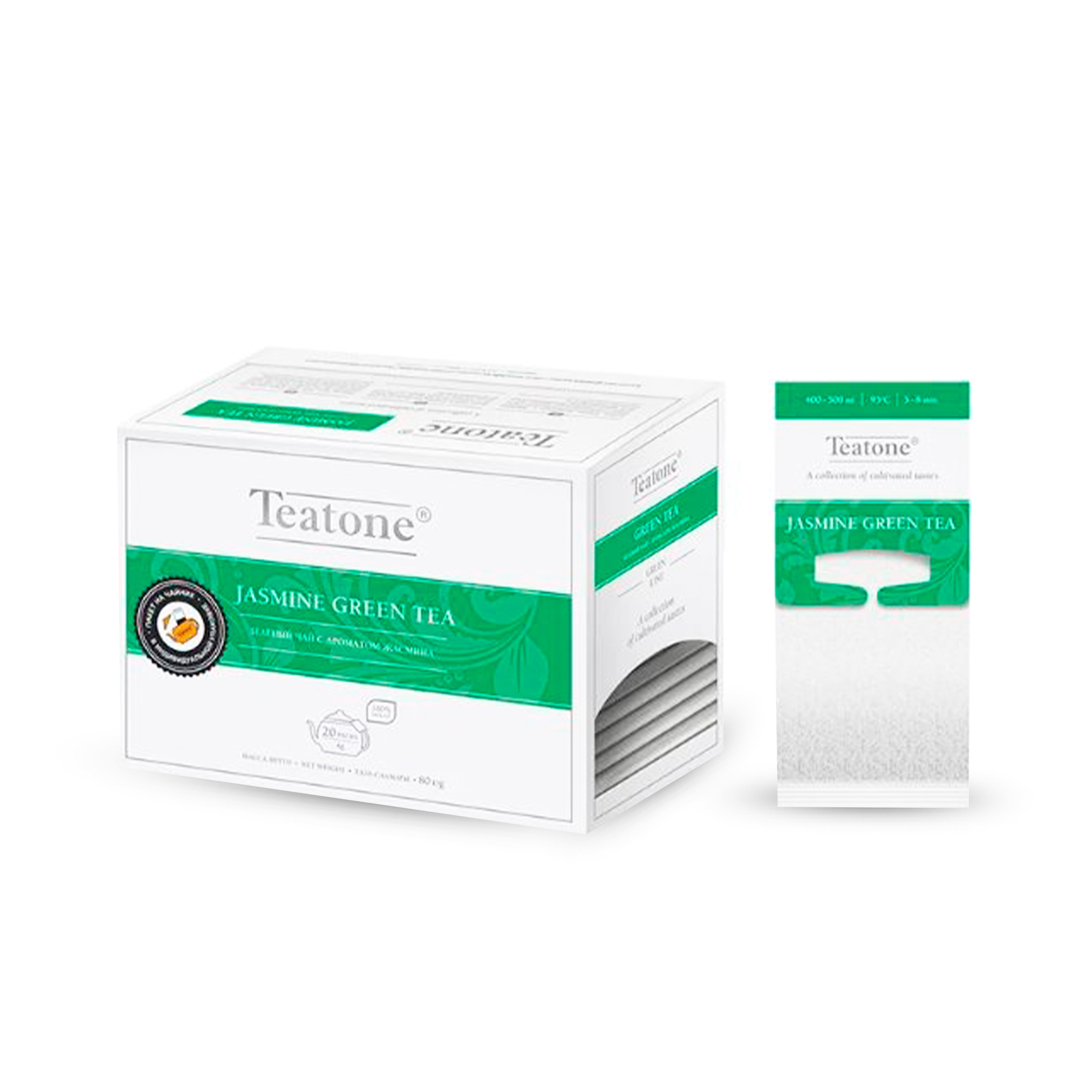 Чай teatone пакетированный на чайник 20пак*4г. зеленый с ароматом жасмина арт.152 (6)