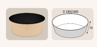 Контейнер картонный круглый Round Bowl 1300мл Black Wood без крышки d160/185*h70 OSQ (35/210)