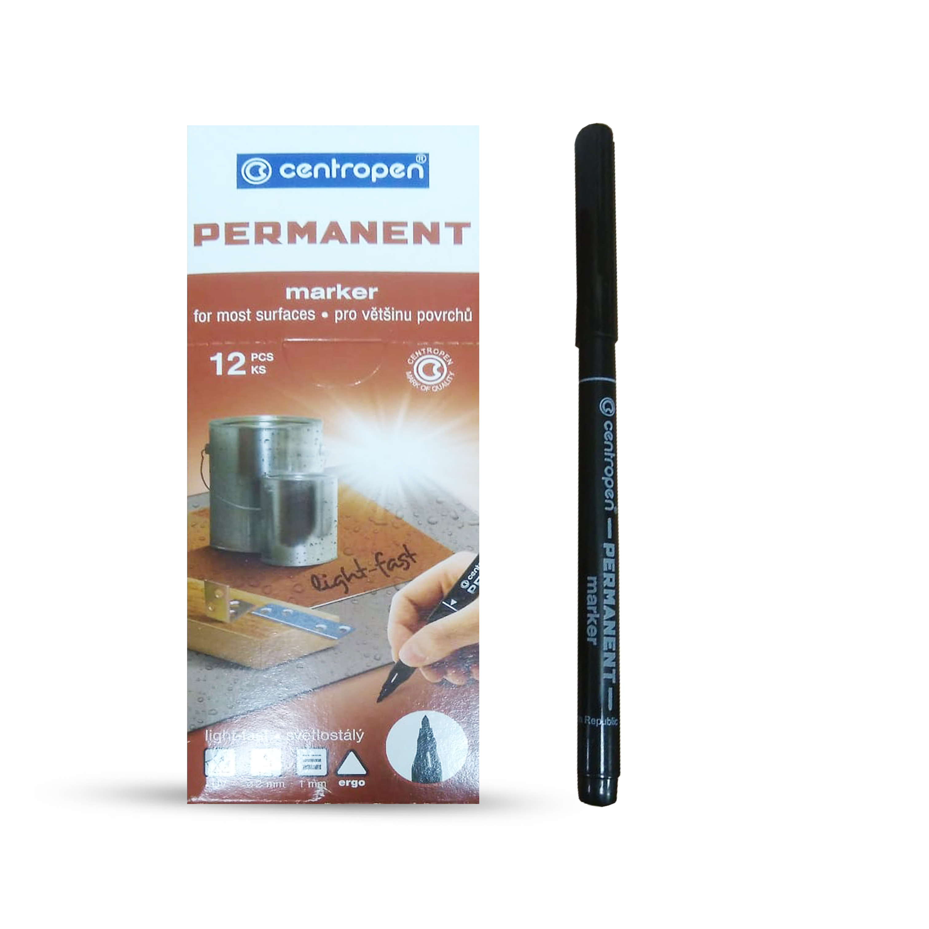 Маркер перманентный тонкий черный "Centropen" (12)