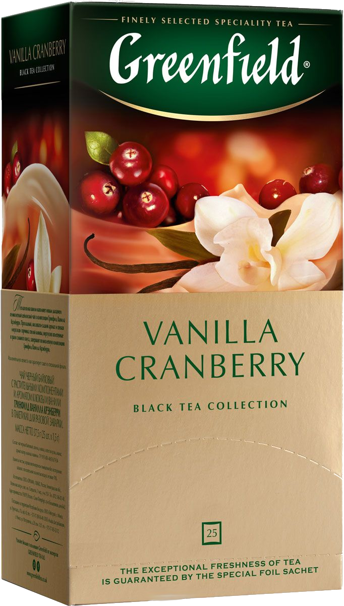 Чай Гринфилд 25 пак Vanilla Cranberry клюква-ваниль  (10)