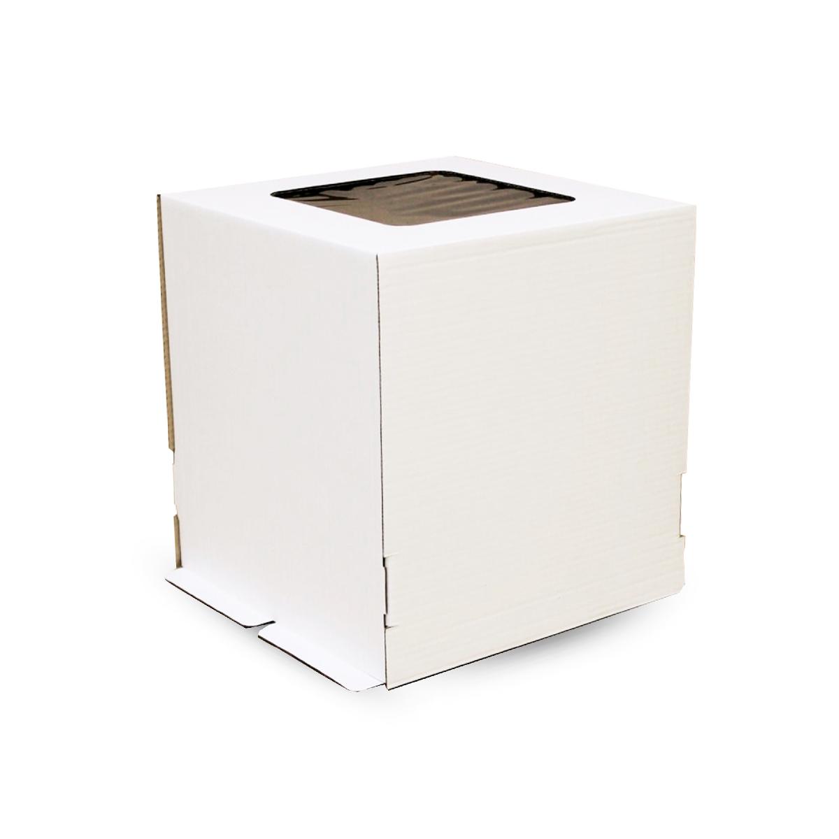 Коробка картонная для торта c окном ForGenika STRONG I S белая 260*260*300 (20)