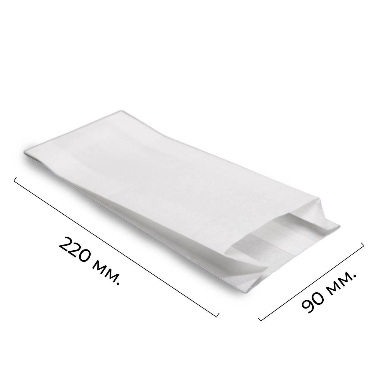 Бумажный пакет под шаверму/шаурму 220*90+40мм жиростойкий белый (100/2500)