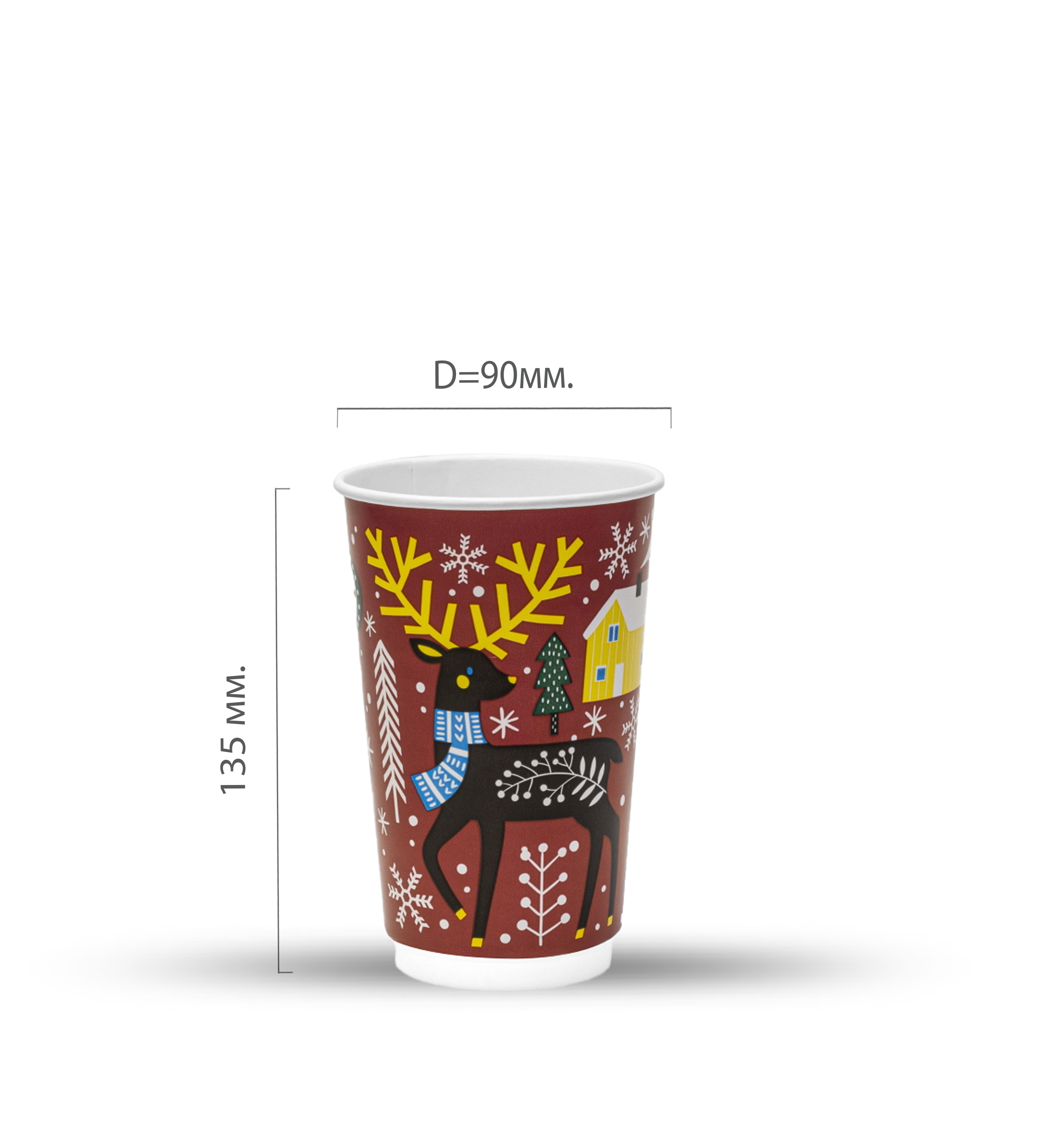 Стакан картонный 2-сл. 400мл Зимняя сказка Е d=90 (18/360)