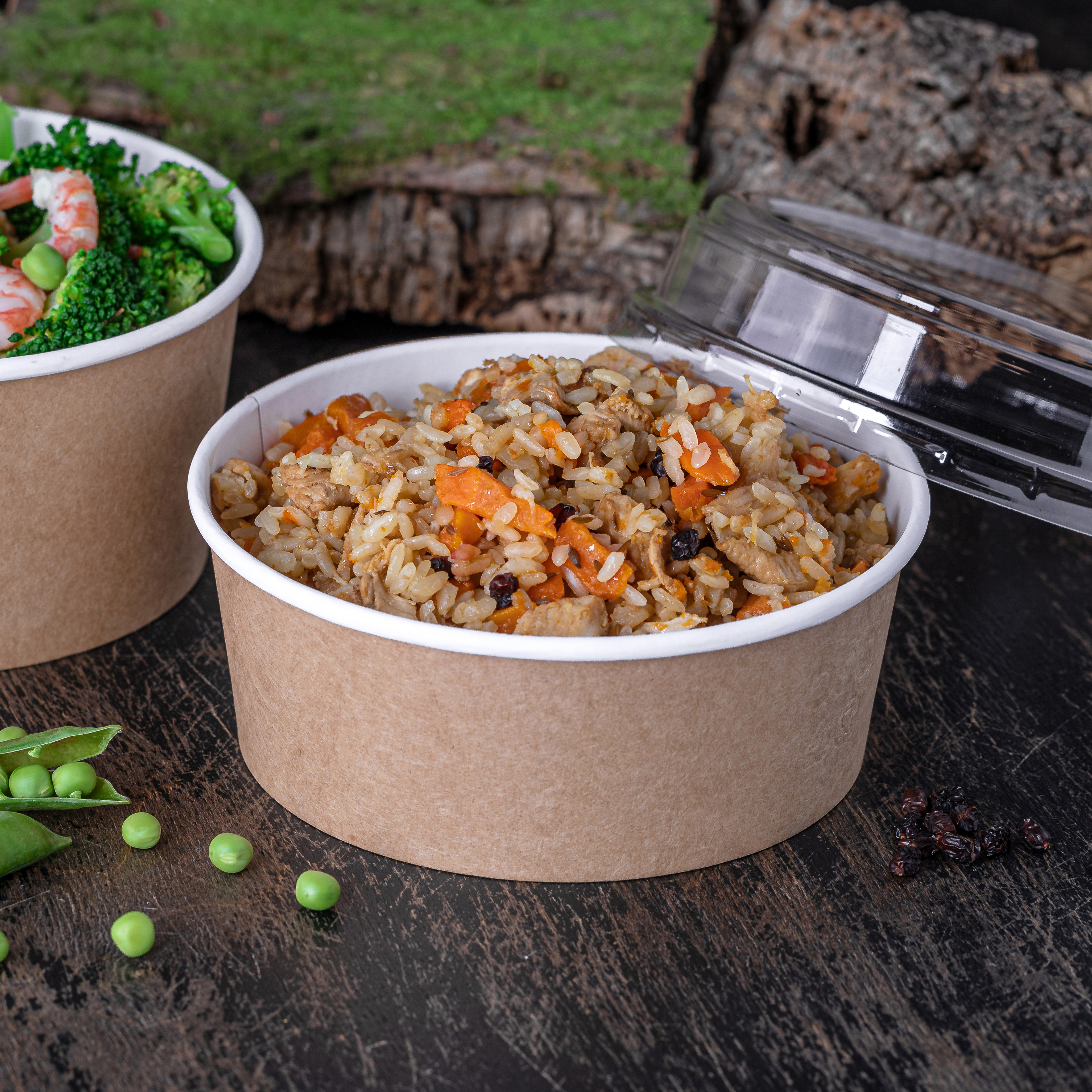 Контейнер картонный круглый Round Bowl 1000мл K крафт без крышки d128/150*h77 OSQ (45/270)