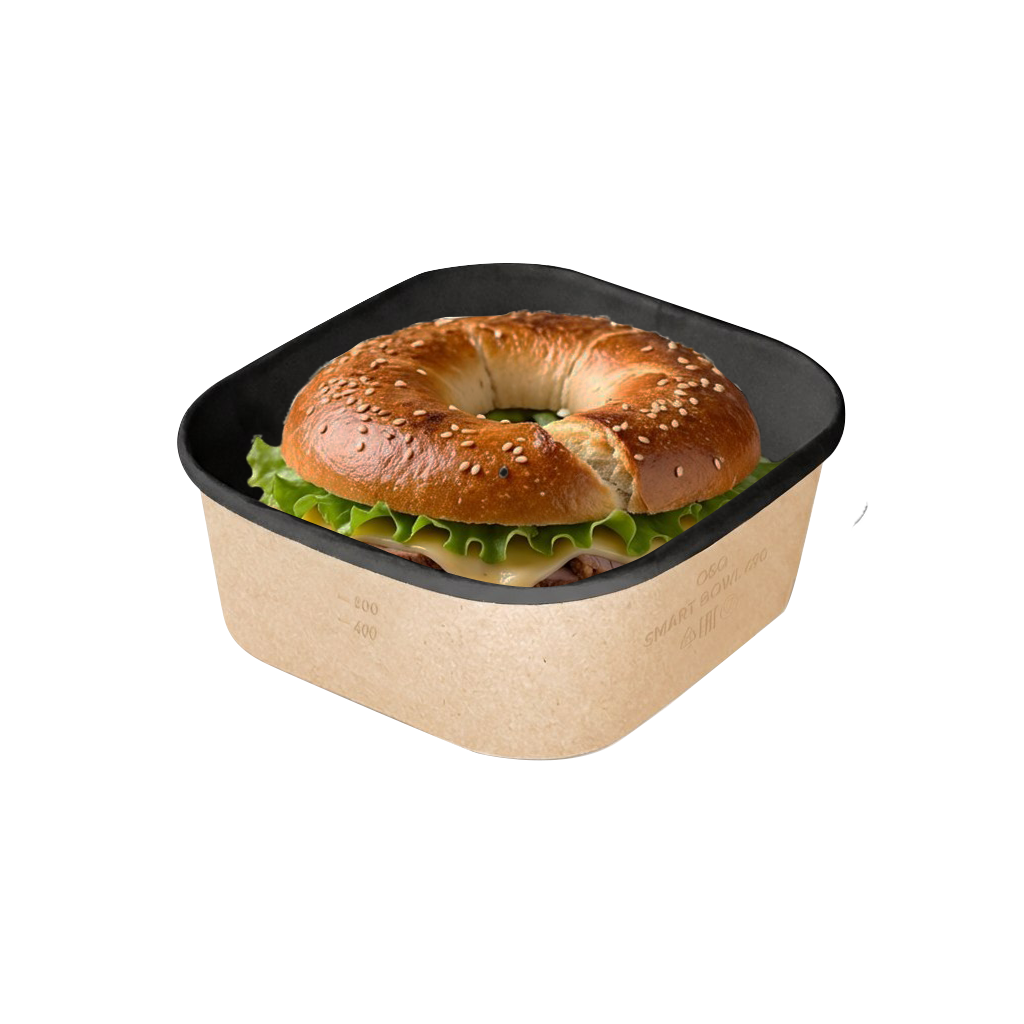 Контейнер картонный без крышки SMART BOWL 690мл Black Wood 145*145*51мм OSQ (45/360)