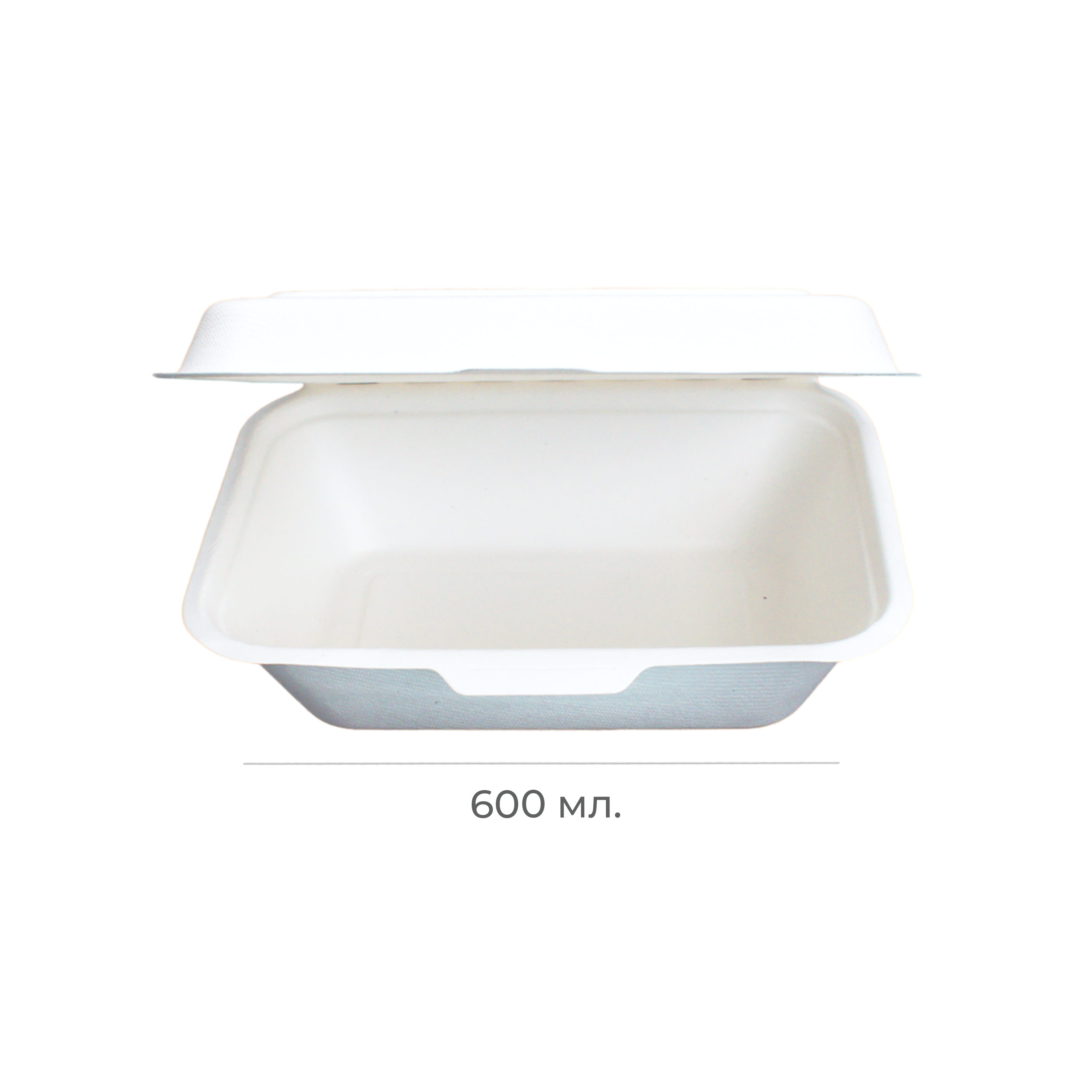 Контейнер из сахарного тростника прямоугольный 600мл 182*137*65мм B108 (50/500)