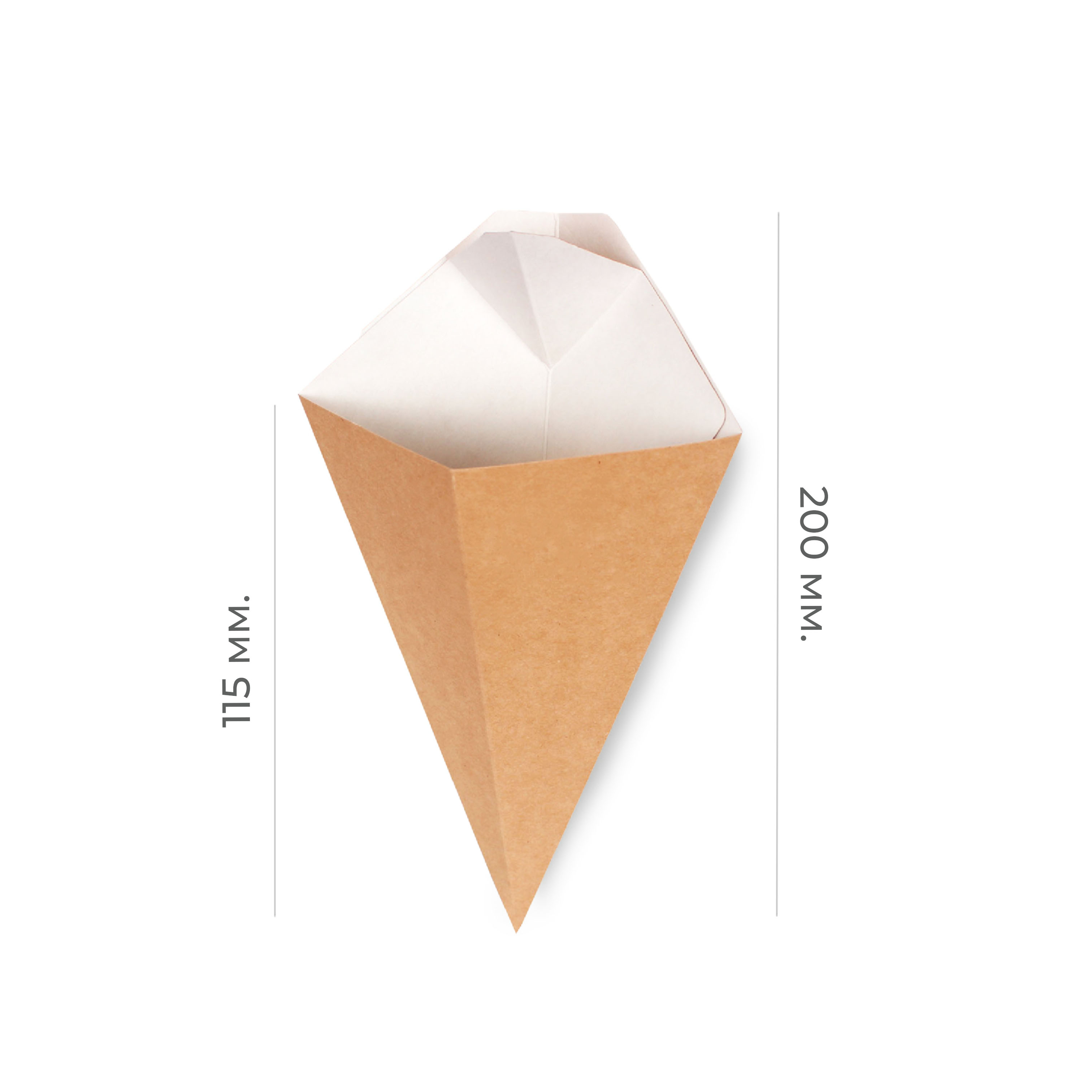 Конусная упаковка "Crepe Cone L" для картофеля фри 115*200мм (60/600)