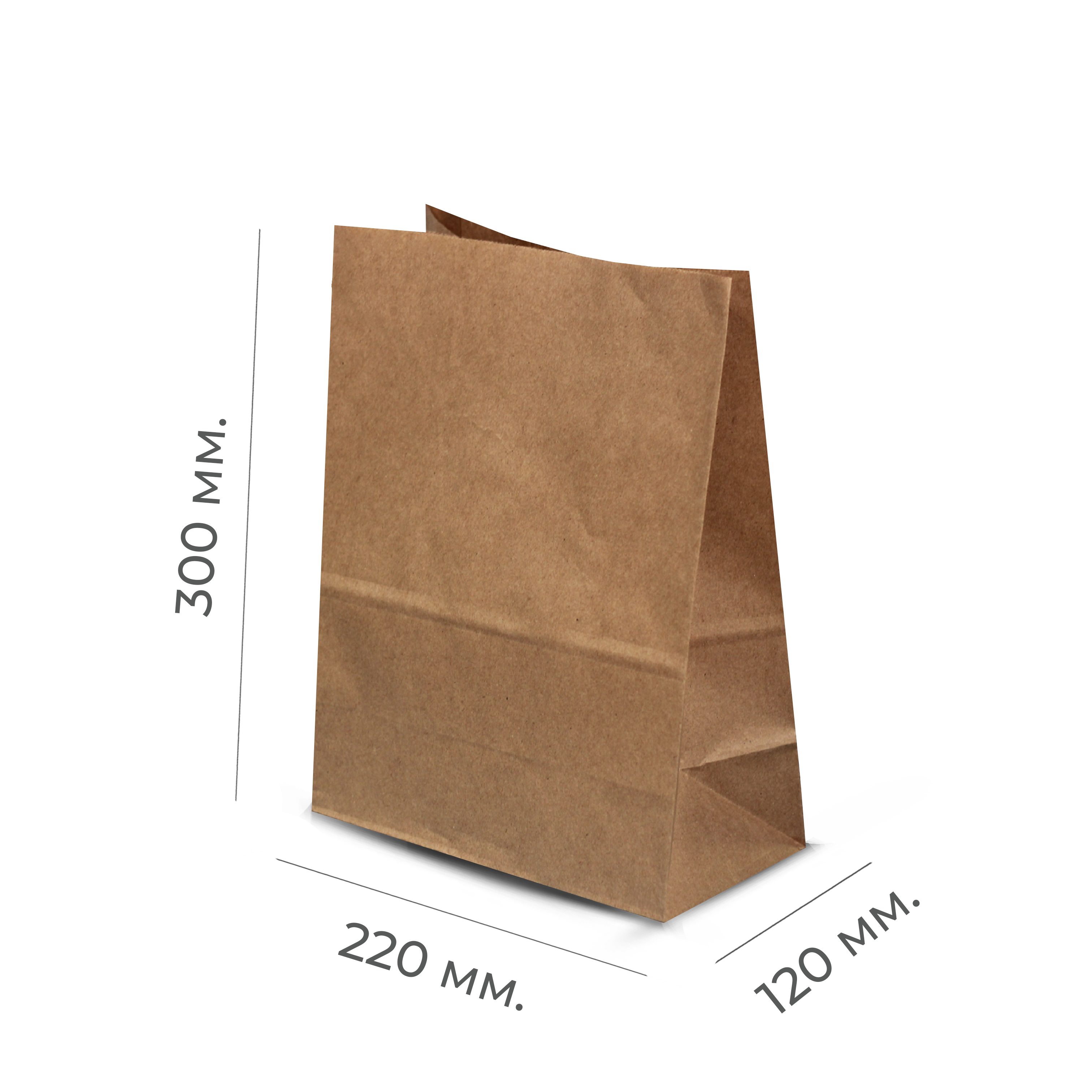 Крафт-пакет П-образный 220×120×290мм 50г/м² (1000)