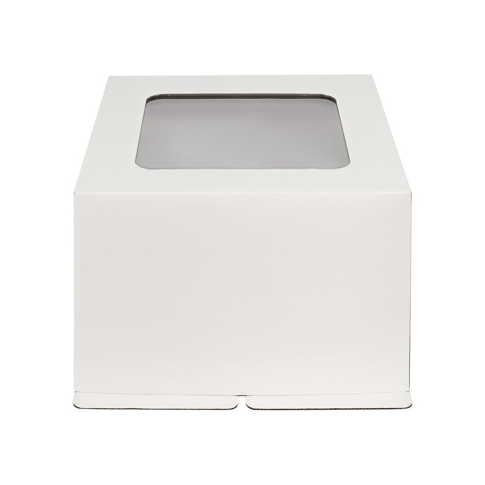 Коробка картонная для торта с окном низкая белая 300*300*190 (25)