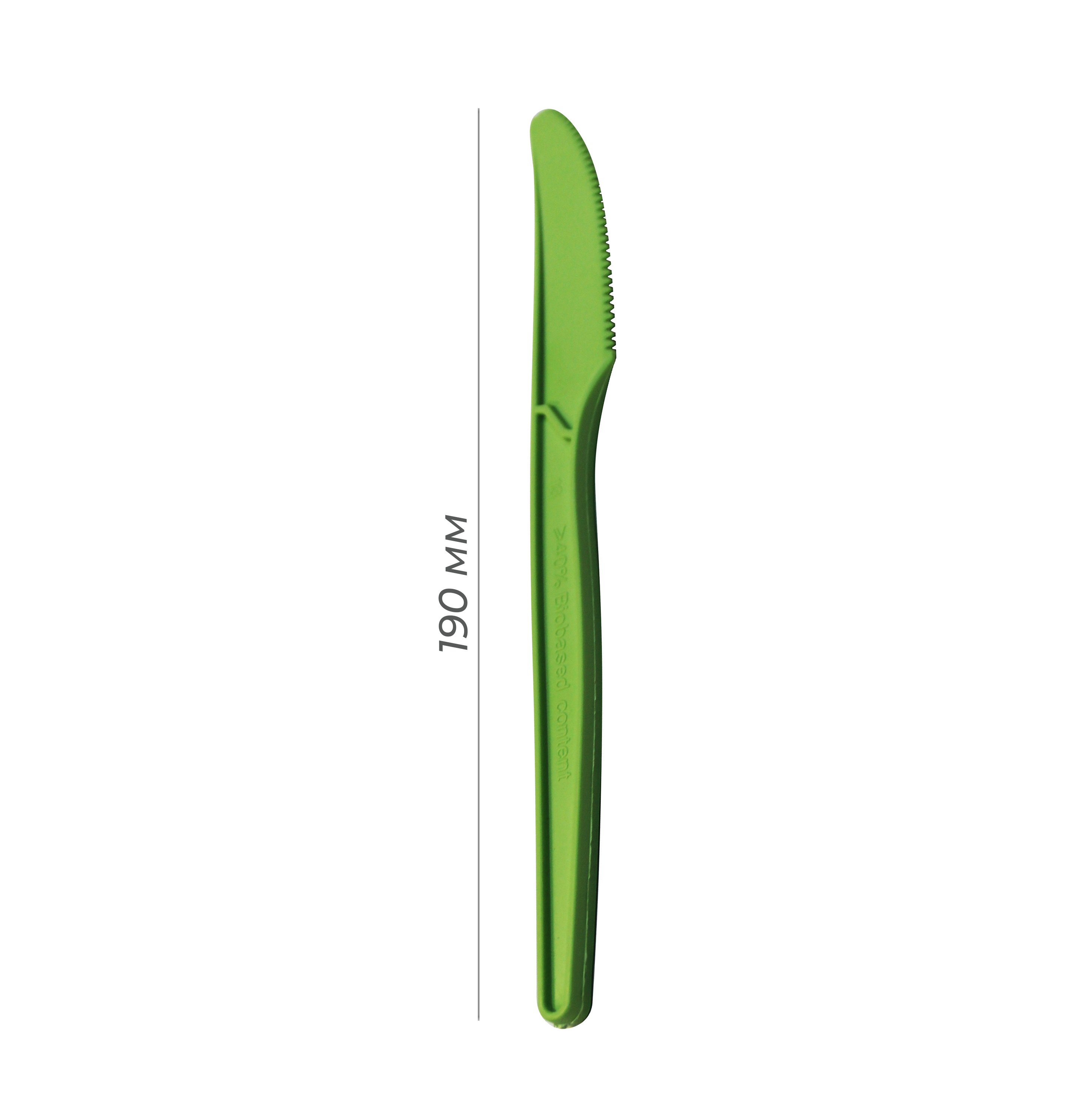 Нож cтоловый из кукурузного крахмала 190мм Люкс L зеленый 4041зел (50/1000)