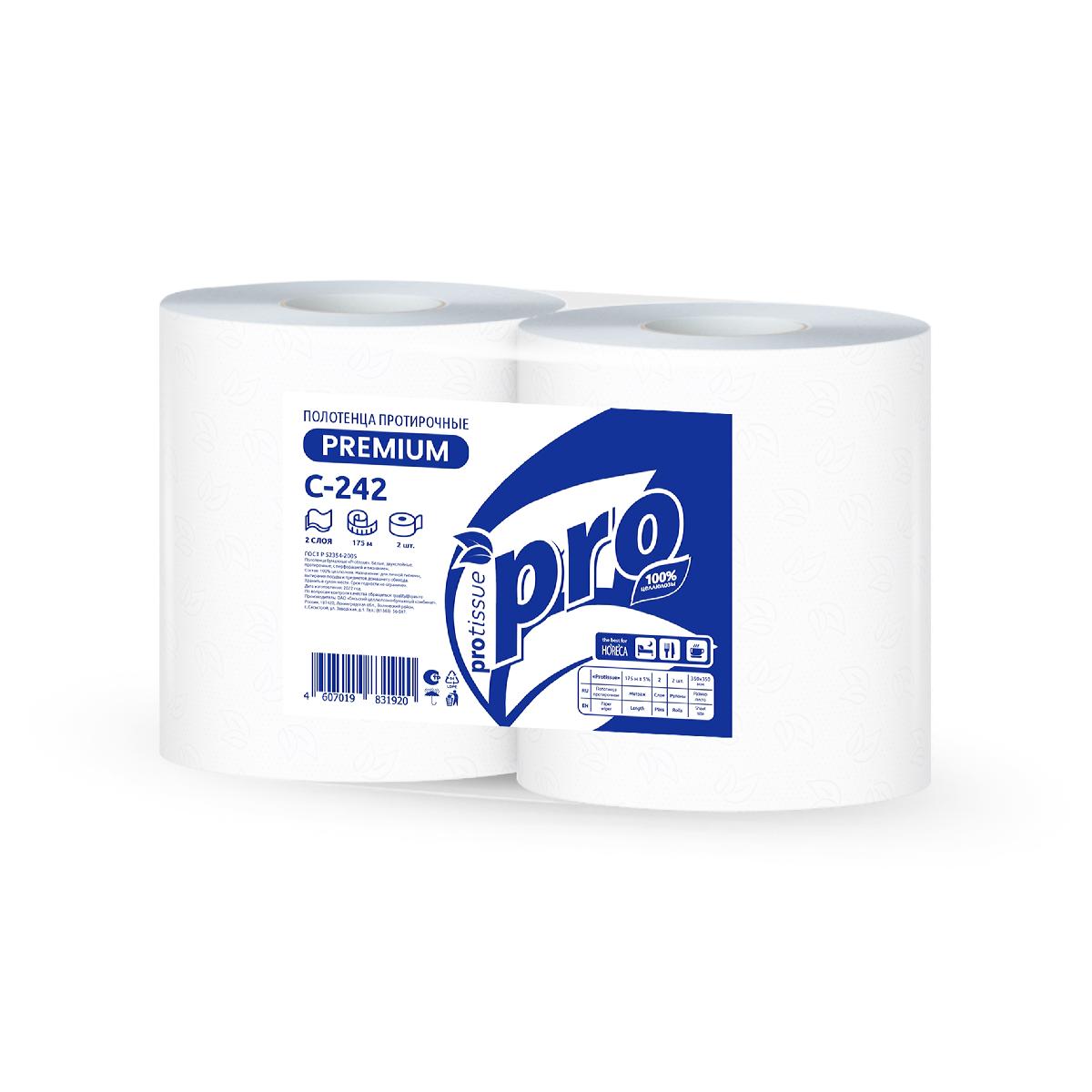 Протирочный материал 2-сл в рулоне 175м 2×20г/м² 35×35 500л Protissue целлюлоза С242 (2)