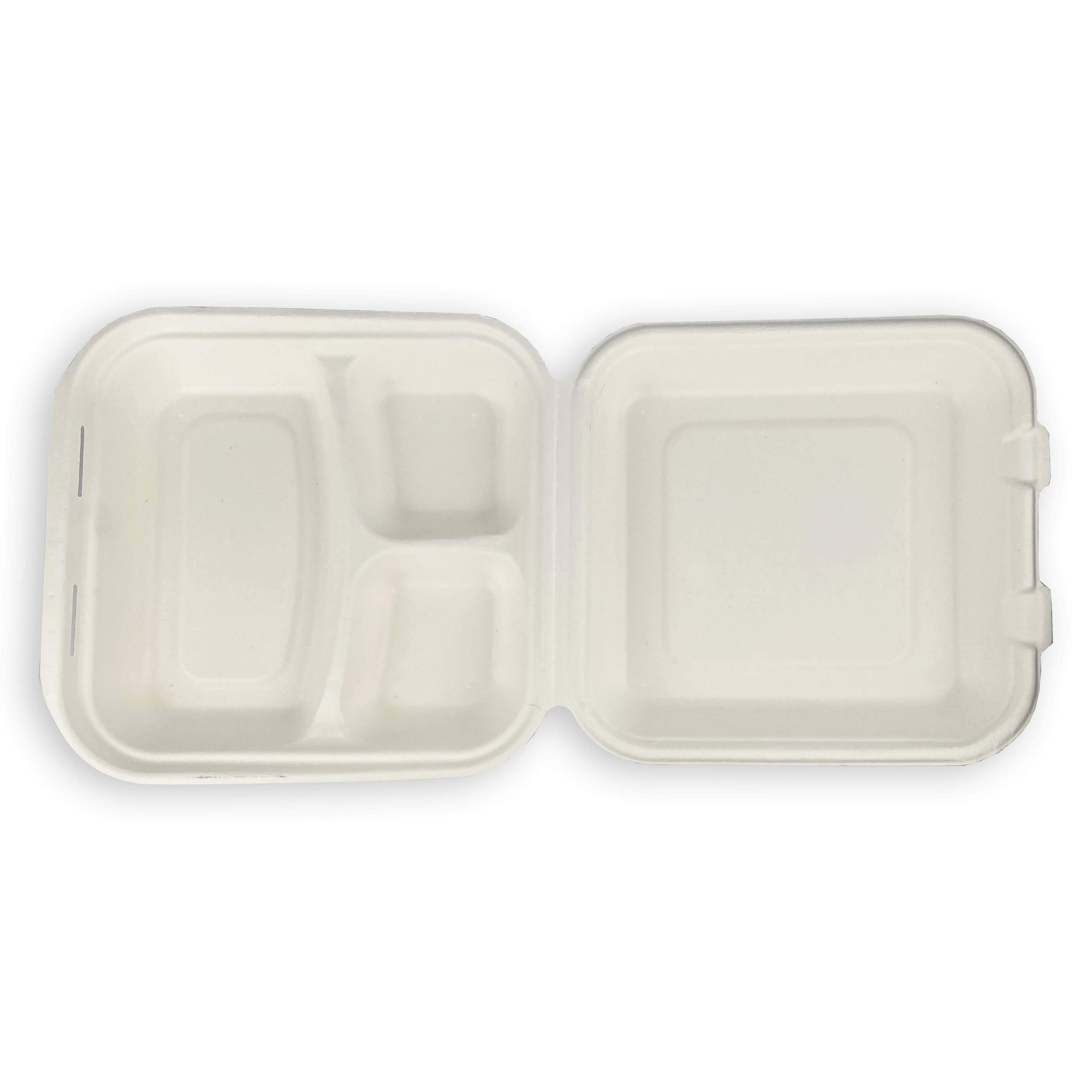 Ланч-бокс 3-х секц. из сахарного тростника 219*202*47/78мм B031,В105 (50/200)