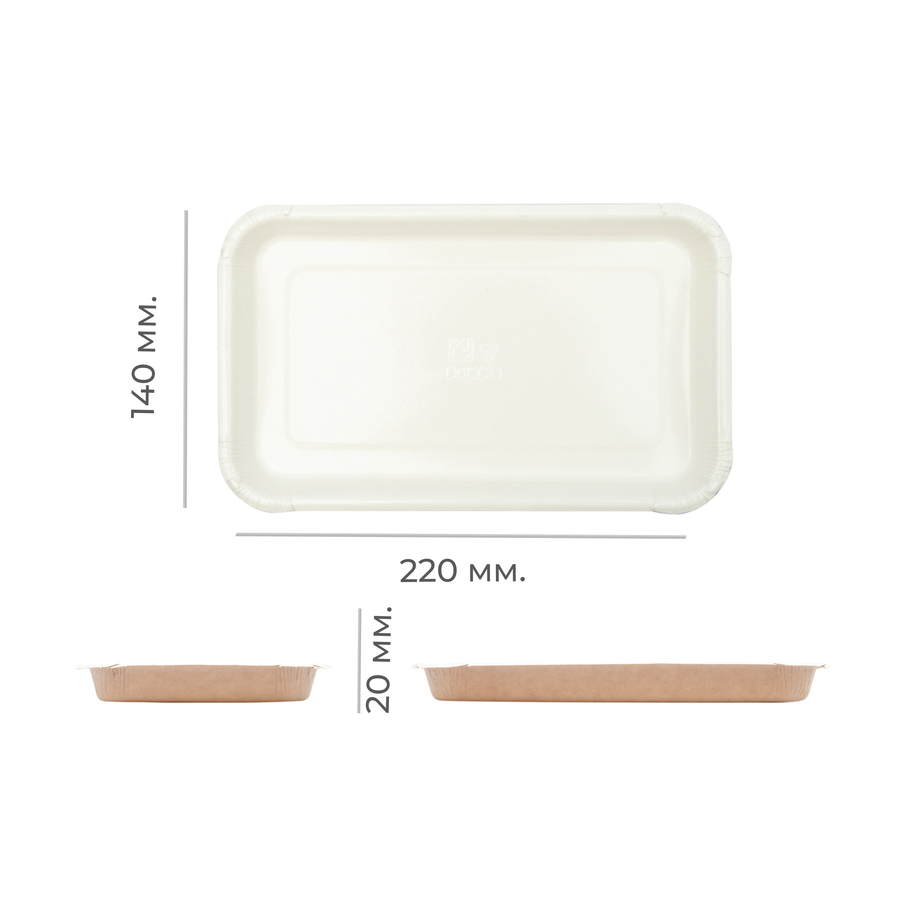 Лоток картонный PLATTER 400мл 225*135*20мм белый OSQ (50/600)