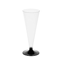 Бокал для шампанского Конус на низкой черной ножке 150 мл прозрачный d=60 h=160 1010П (6/390)