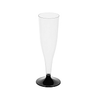 Бокал для шампанского Флюте на низкой черной ножке 100 мл прозрачный d=50 h=77 1009П (6/450)