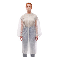 Халат одноразовый на кнопке "Спанбонд" белый XXL (50-54) 10шт (10)
