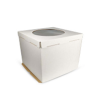 Коробка для торта с окном ЕВ190 белая 300*300*190 (50)