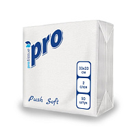 Салфетки бумажные 2-слойные 33×33 50шт белые Премиум Protissue C477 (24)