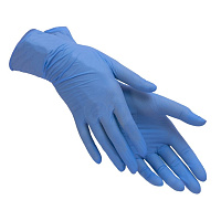 Перчатки нитриловые одноразовые размер M 100шт голубые Benovy (10)